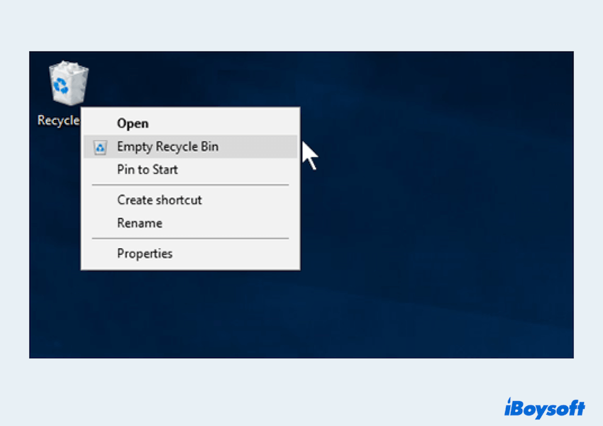 delete files permanently by emptying Recycle Bin