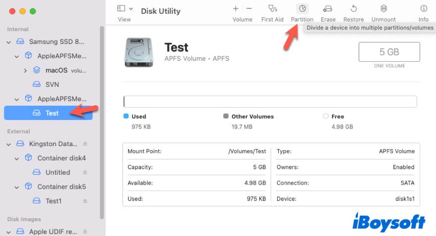 delete partition in Mac Disk Utility