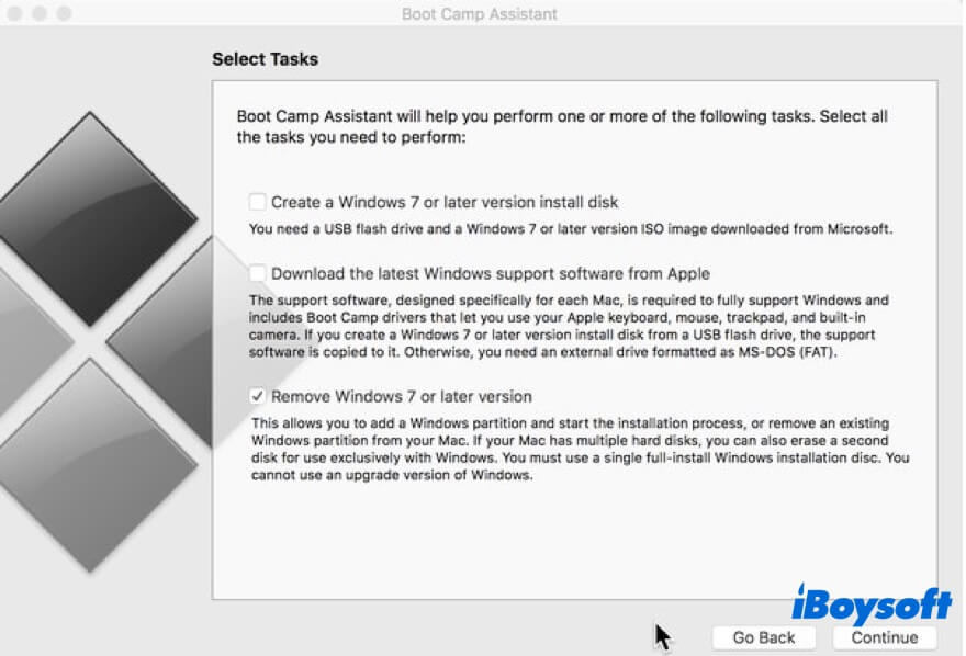 remove Windows partition with Boot Camp Assistant