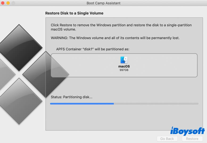 desparticionar disco duro de Mac con Boot Camp Assistant