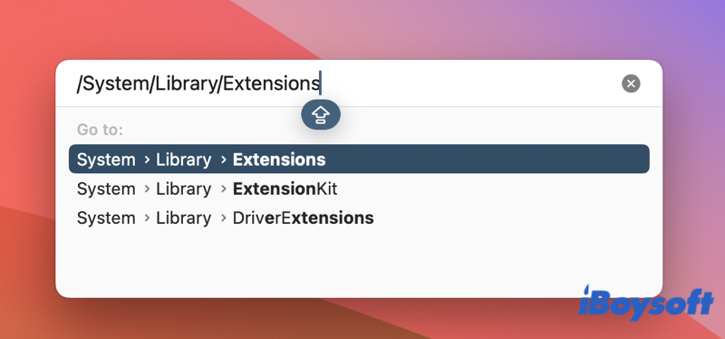 Open Kernel Extensions folder path