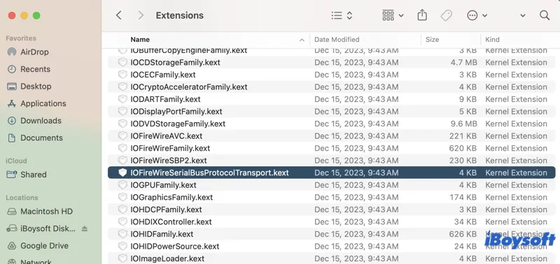 kernel extensions folder