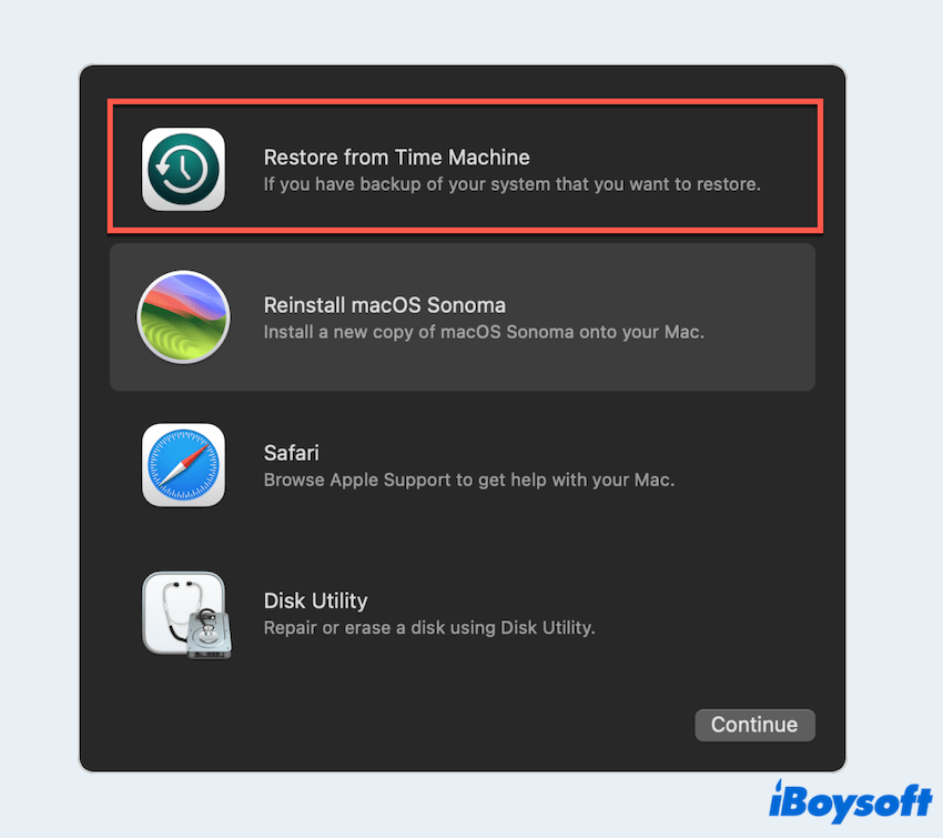 Do Mac System Restore by Time Machine