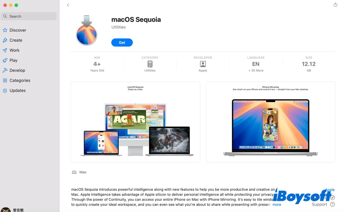 Download and install macOS from Mac App Store