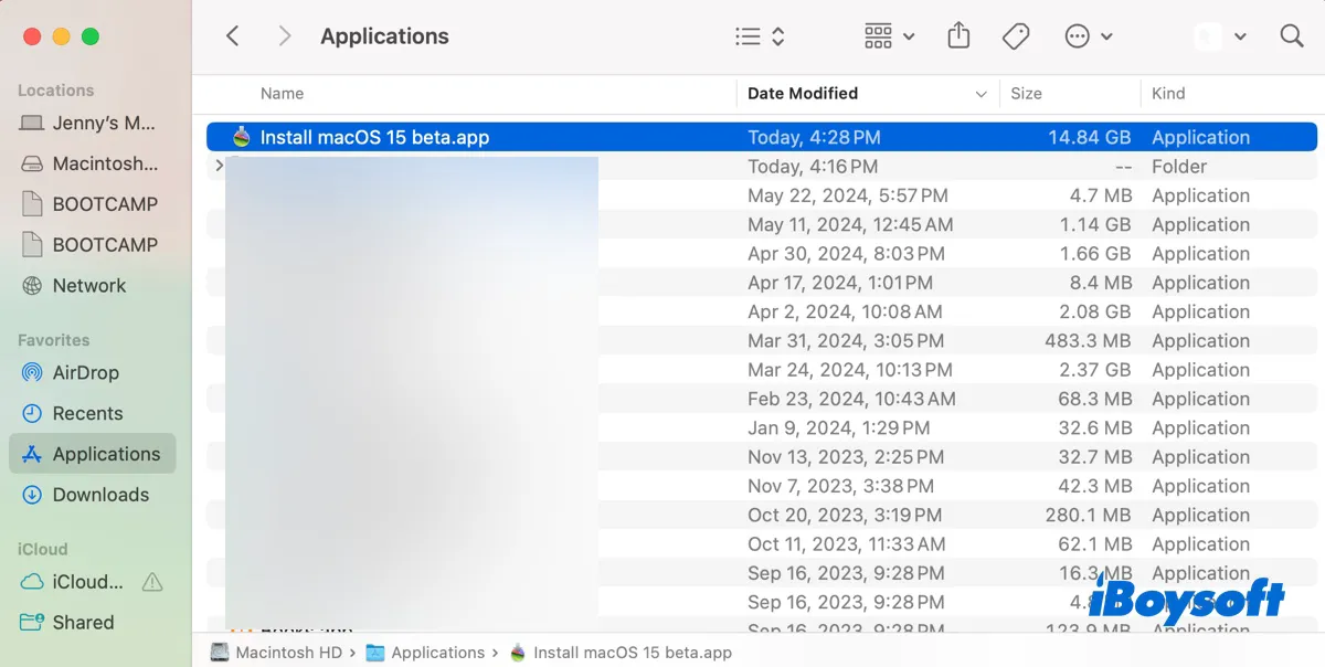 macOS Sequoia in Applications folder
