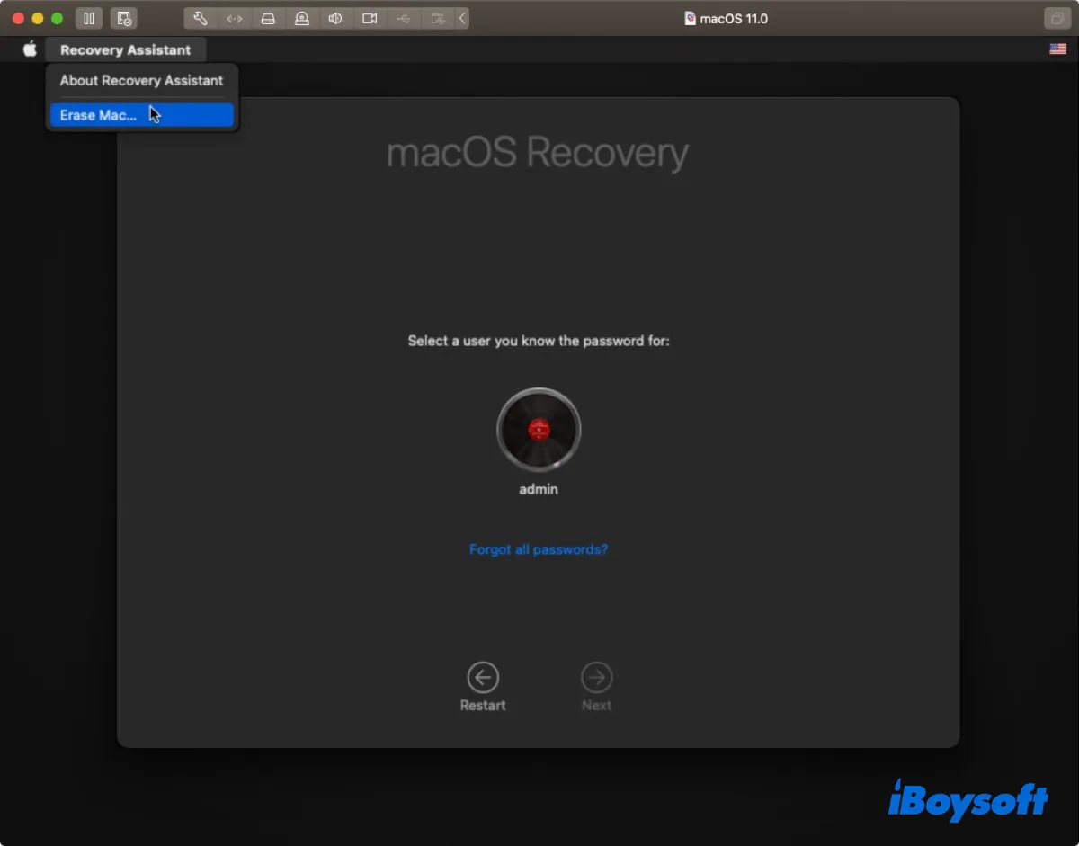 Factory reset MacBook Pro or Air without password with Recovery Assistant