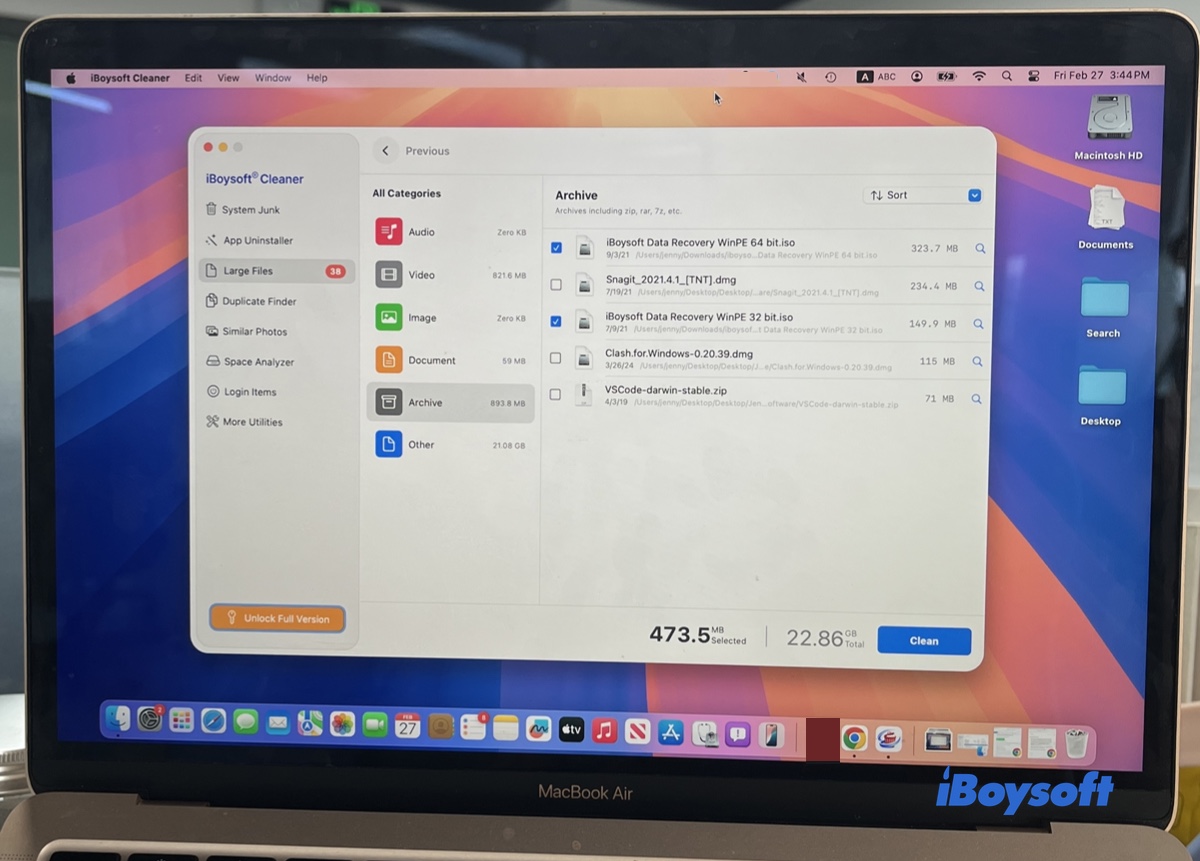 Delete large files on Mac