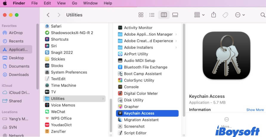 open Keychain Access on Mac