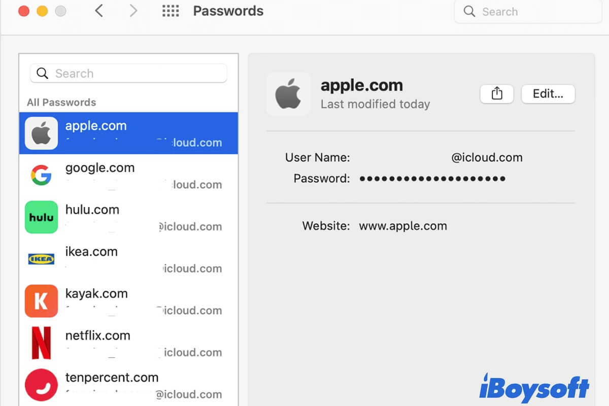 how to find saved passwords on Mac