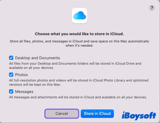 choose files you want to store in iCloud