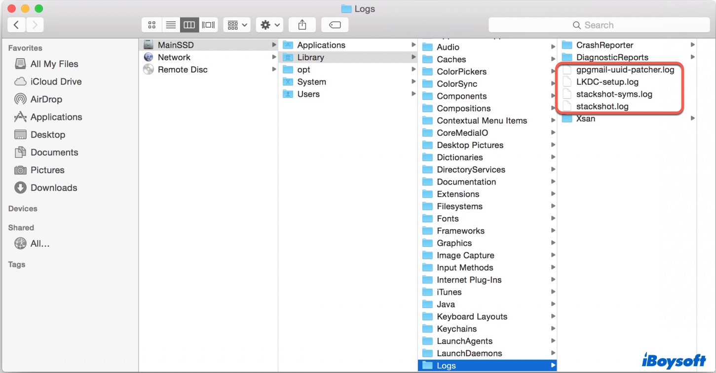 delete log files on Mac