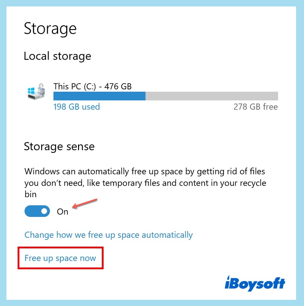 free up storage in Windows