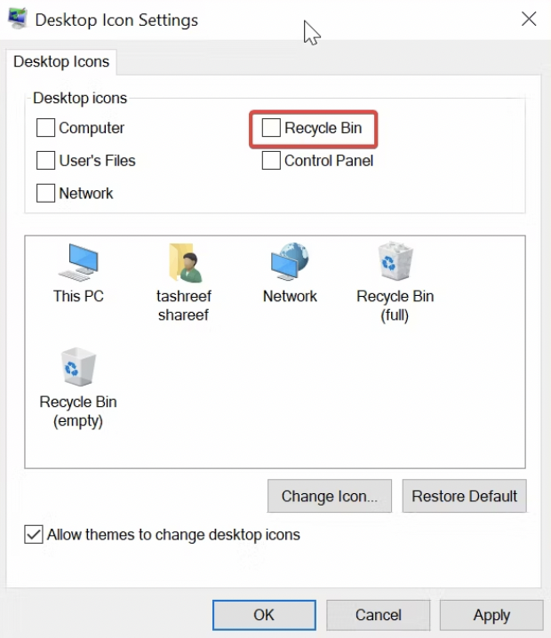 How To Remove Recycle Bin From Desktop On Windows 11 10 8 7