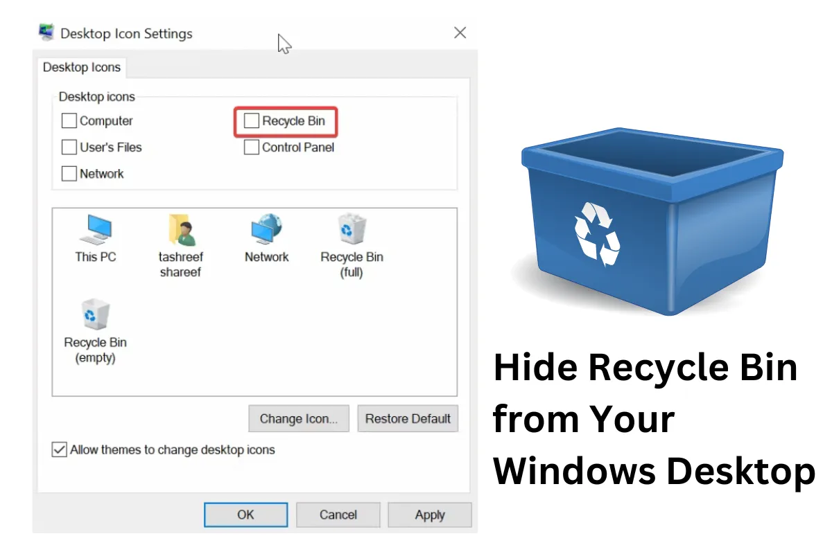 How to hide Recycle Bin from desktop