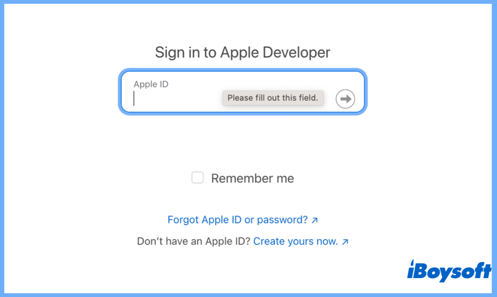 fazer login no desenvolvedor Apple