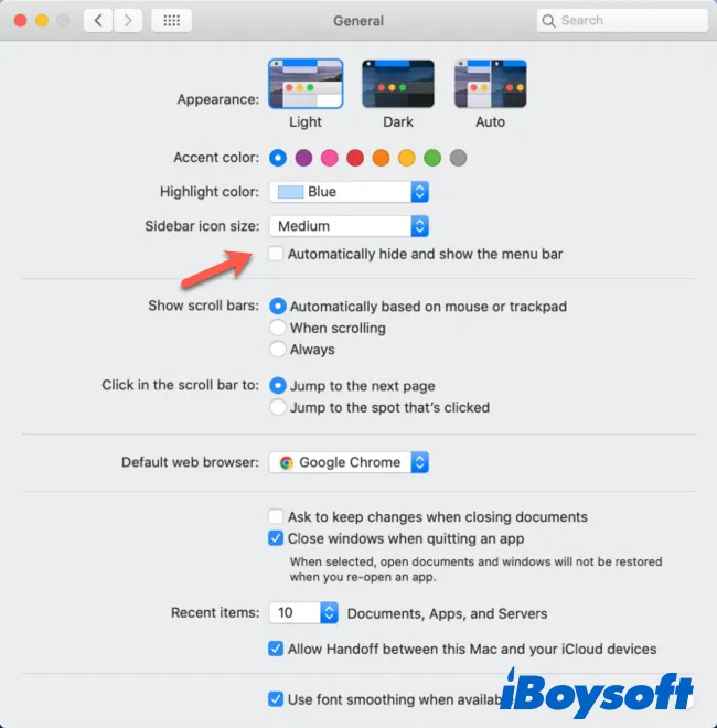 make Mac menu bar visible