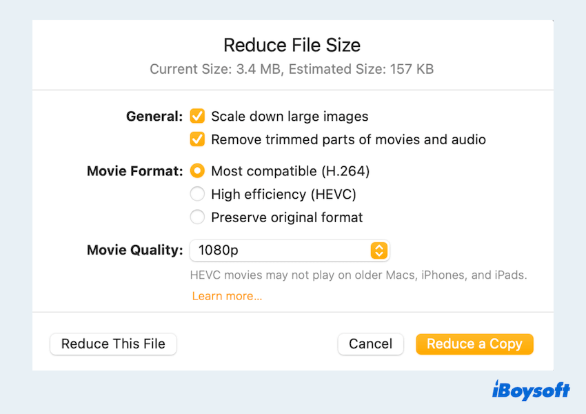 how to make a photo file size smaller mac