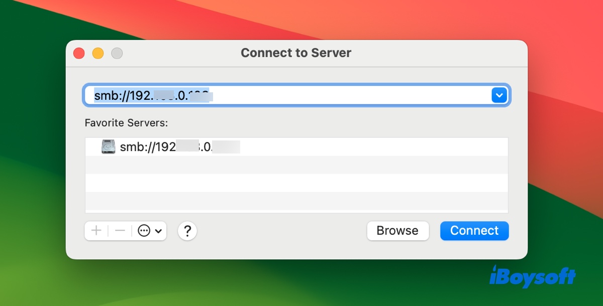 Enter network address to map a network drive in Finder