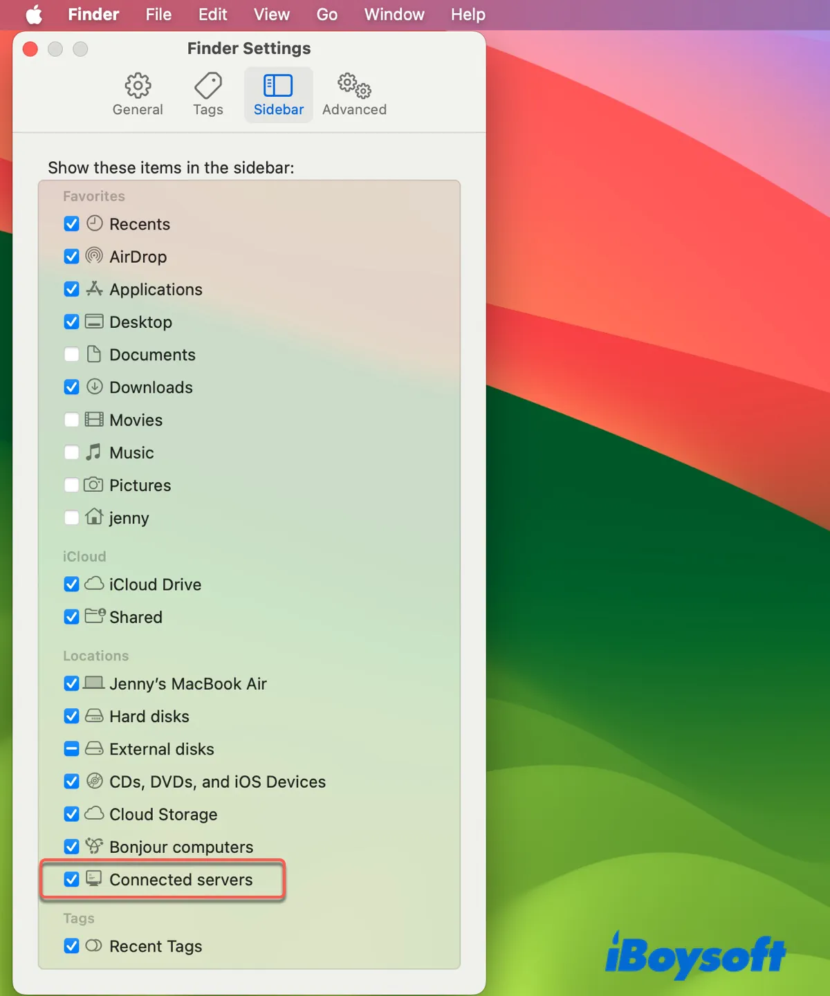 How to show network drives in Finder sidebar