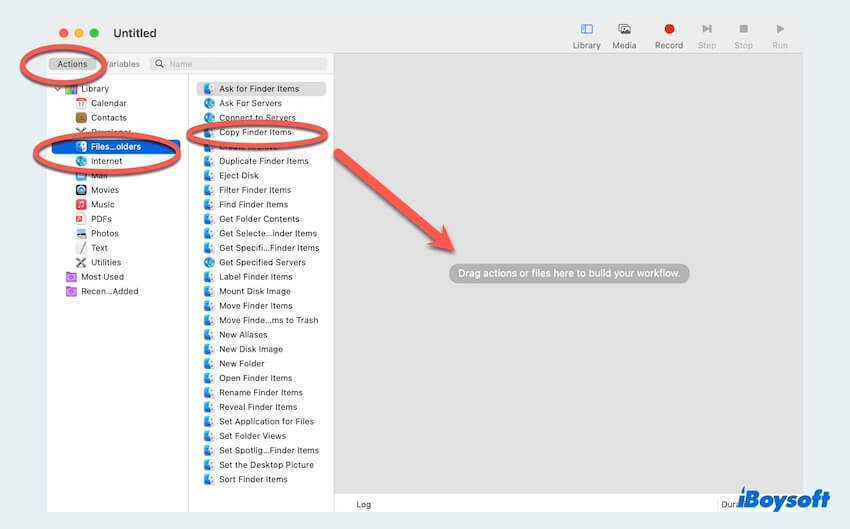 Move files from Dropbox to iCloud with Automator