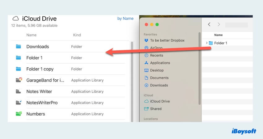 Move files from Dropbox to iCloud with iCloud website