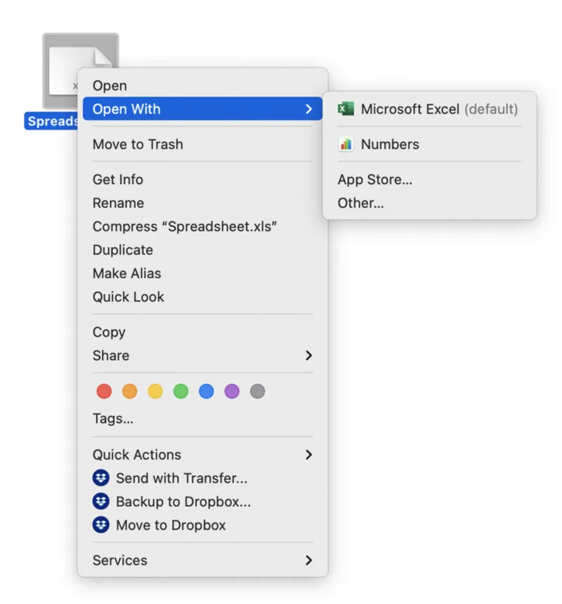 open files with an app on Mac