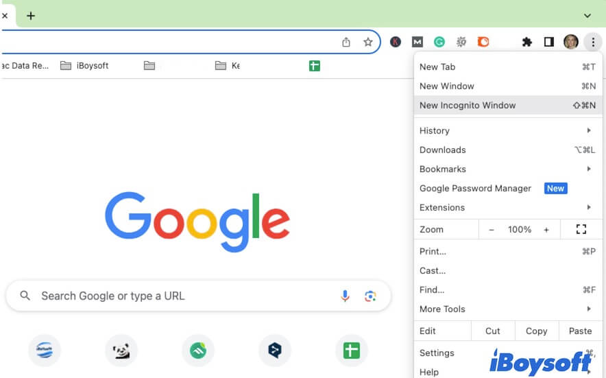 Ouvrir un navigateur privé sur Chrome Mac