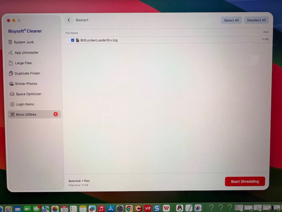start shredding files on Mac