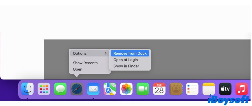 remove icons from Mac Dock