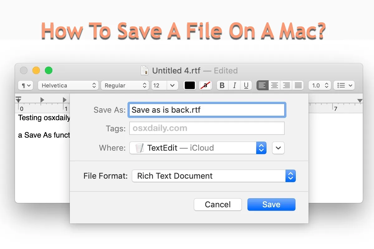 how to save a file on a Mac