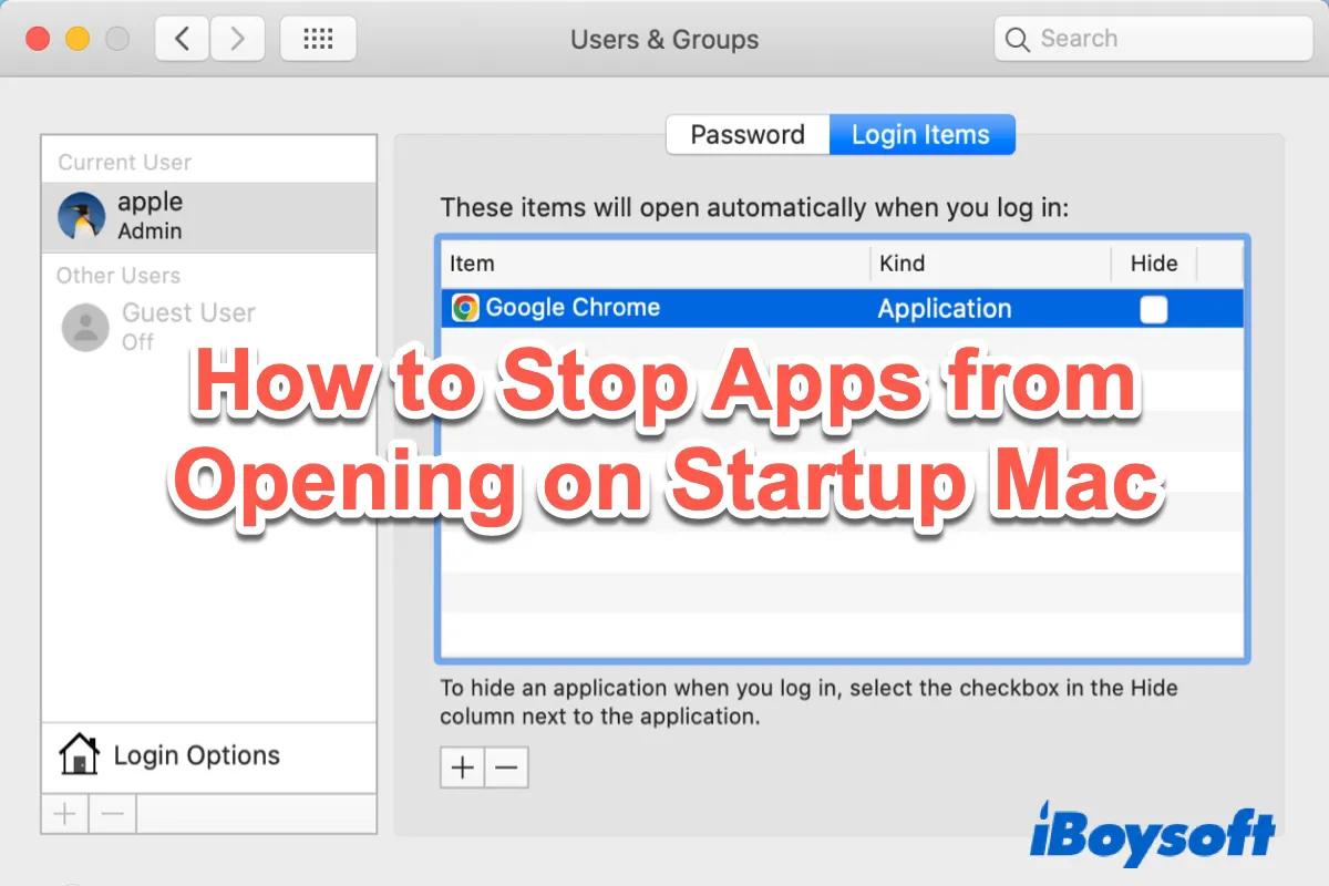 how to stop apps from opening on startup Mac