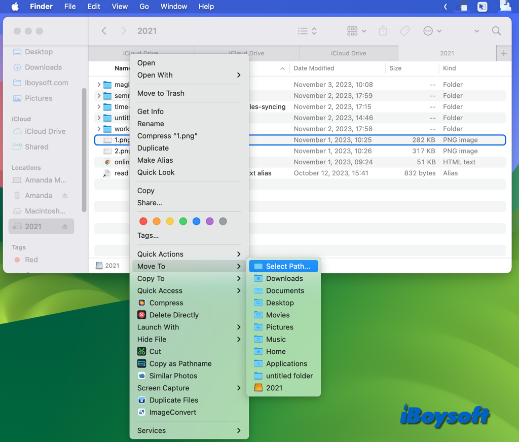 Dateien übertragen mit iBoysoft MagicMenu