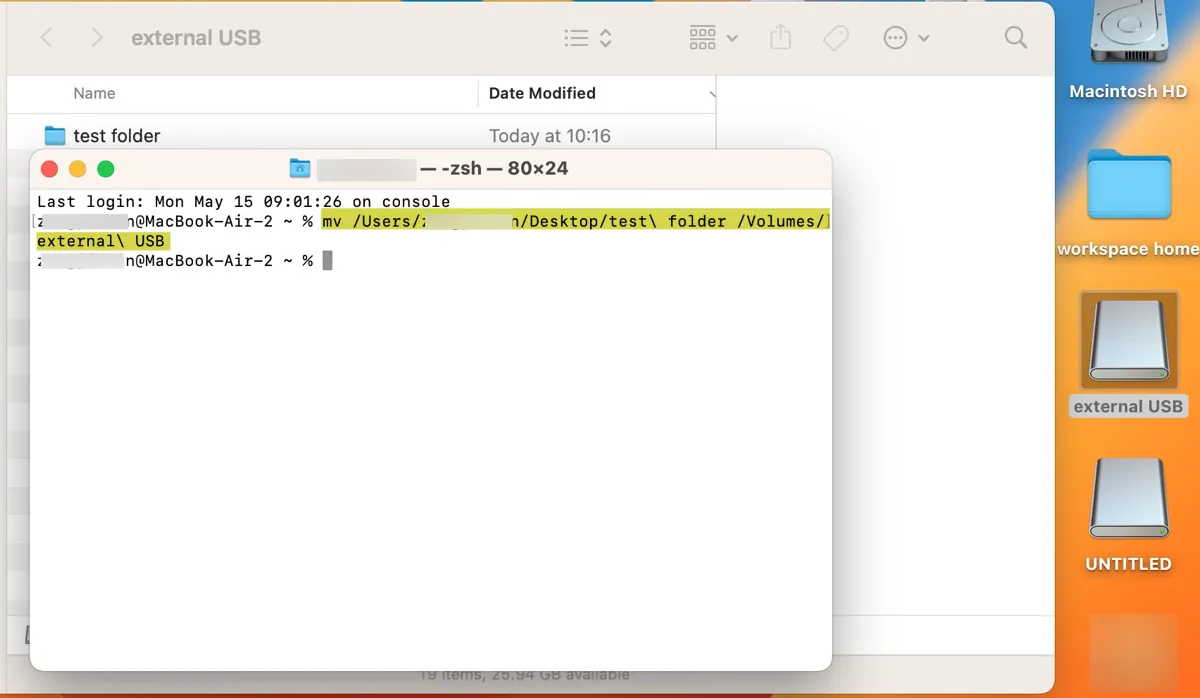 MacBookから外部ハードドライブにファイルをコピーせずに移動する方法