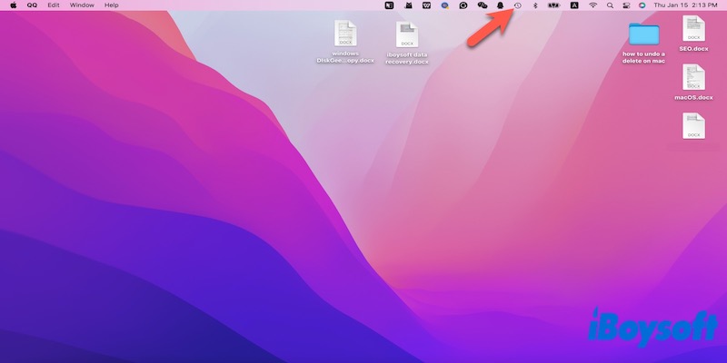 abrir la Time Machine desde la barra de menú
