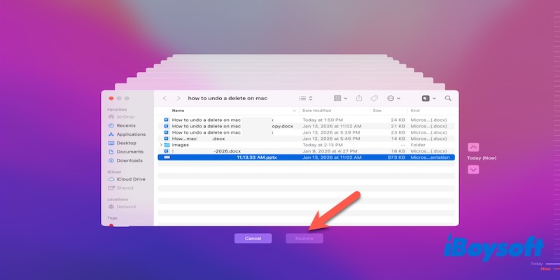 recuperar archivos de Time Machine para deshacer la eliminación