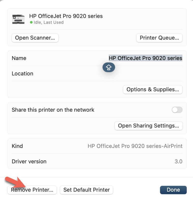 How to remove a printer in Mac system Settings