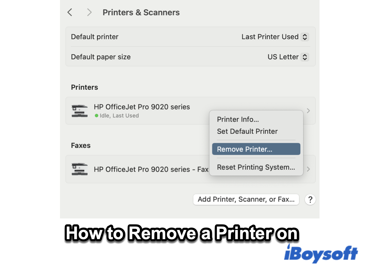 How to remove a printer on Mac