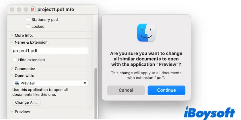 change PDF defualt open way on Mac