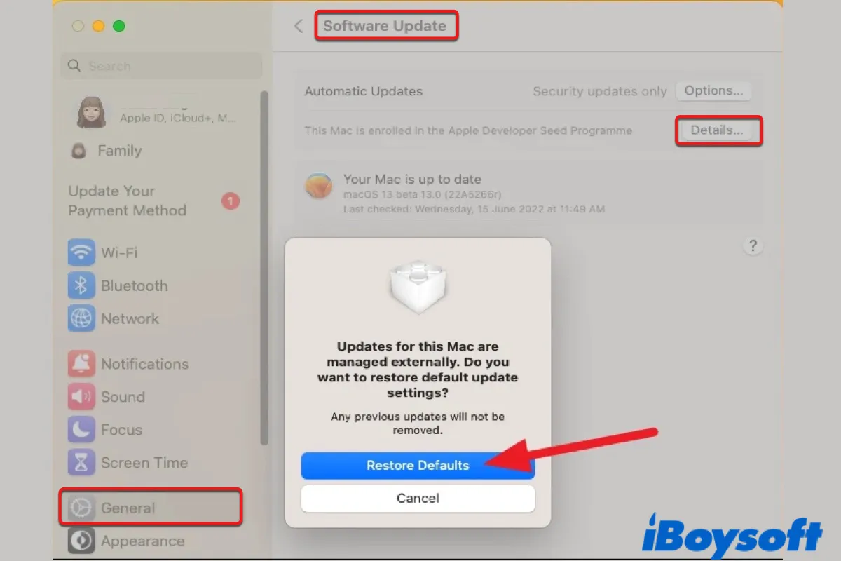 How to delete Ventura beta profile on Mac