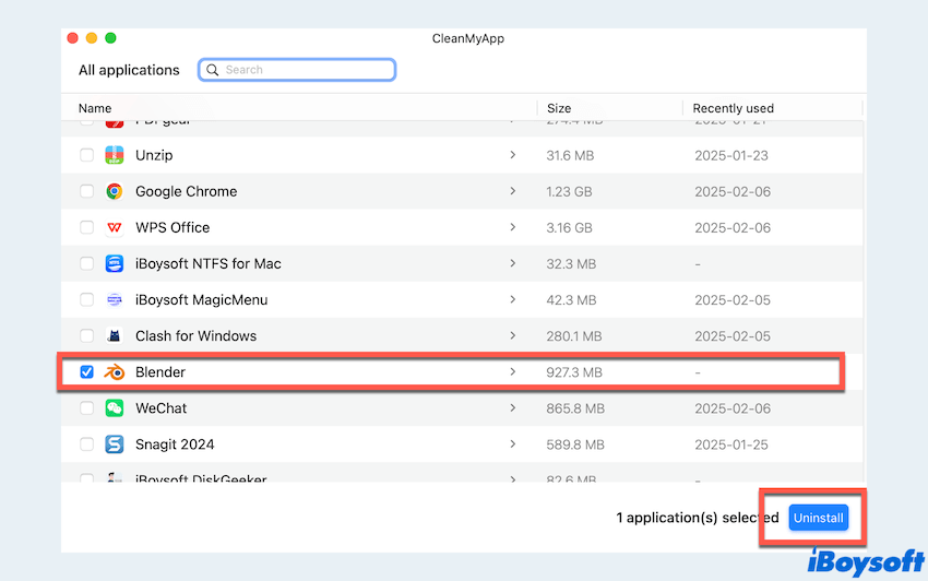 Mac上でBlenderと残り物を削除