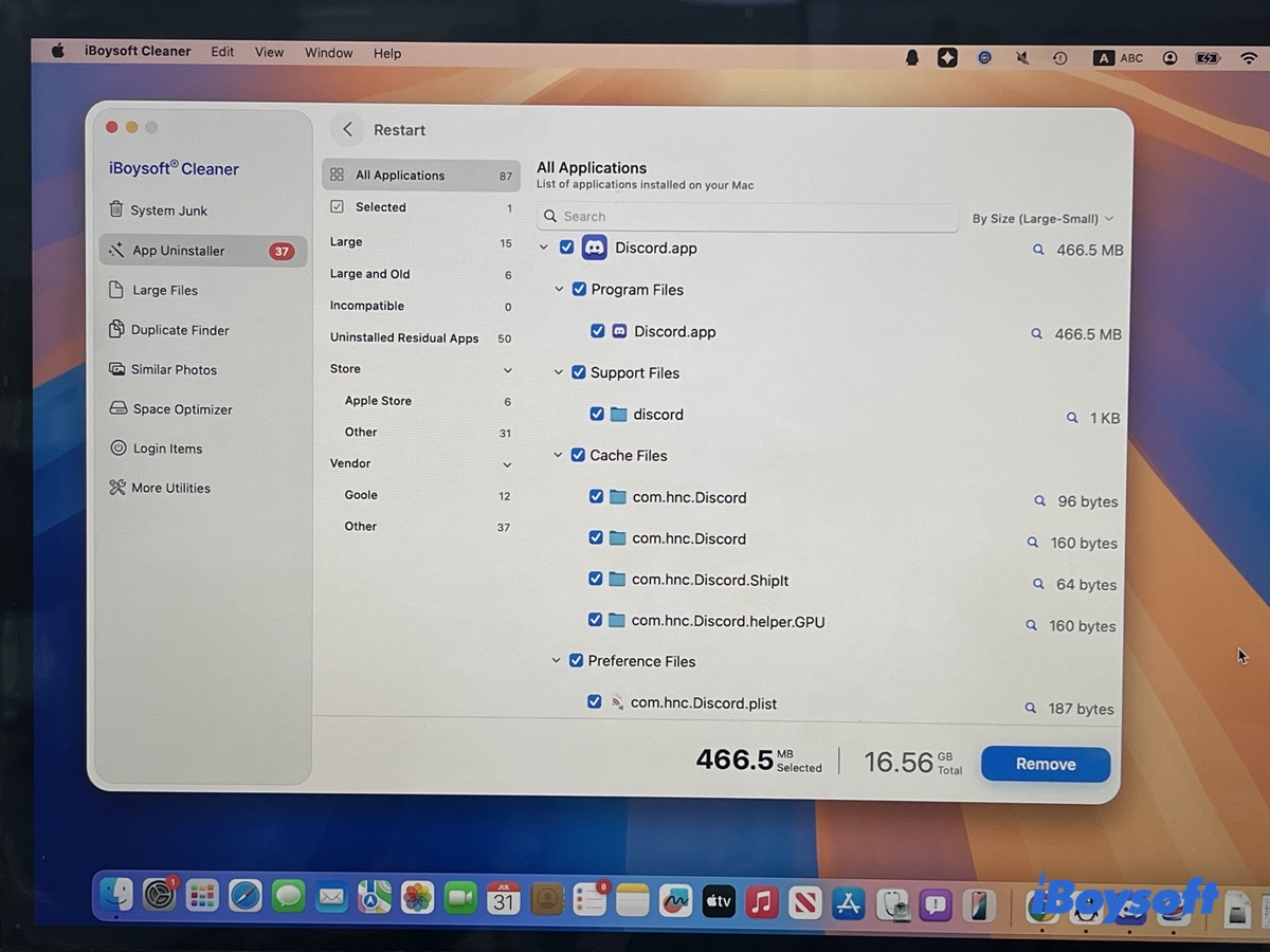 Check the files related to Discord before deletion