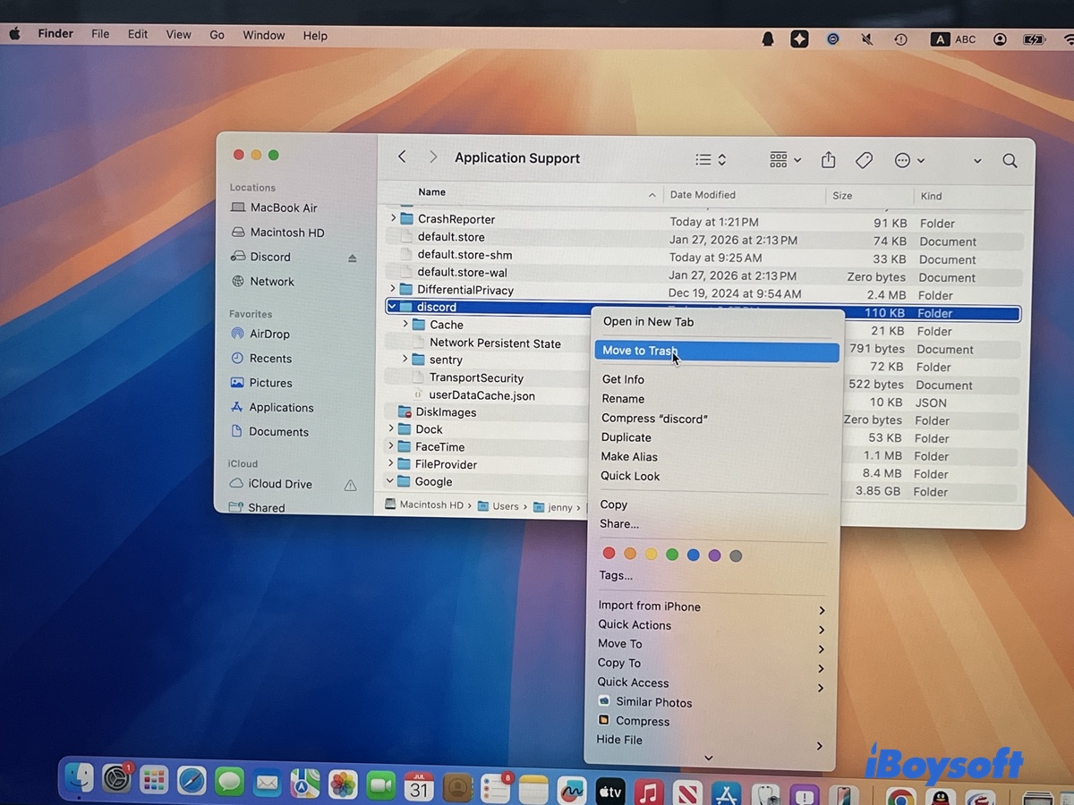 Delete the Discord leftovers in Finder