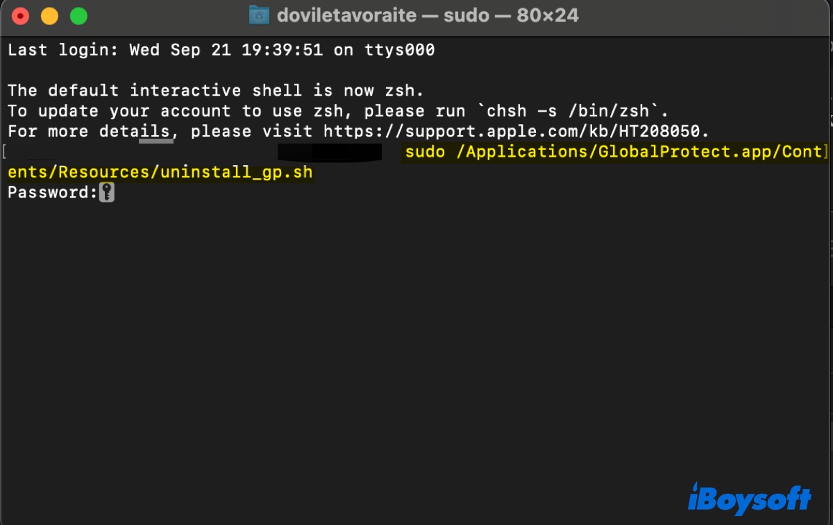 GlobalProtect über das Terminal deinstallieren
