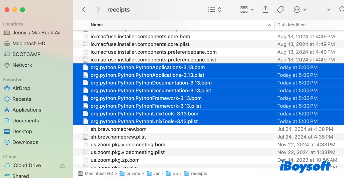 Como apagar arquivos ocultos do Python do Mac