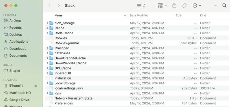Slack support files on Mac