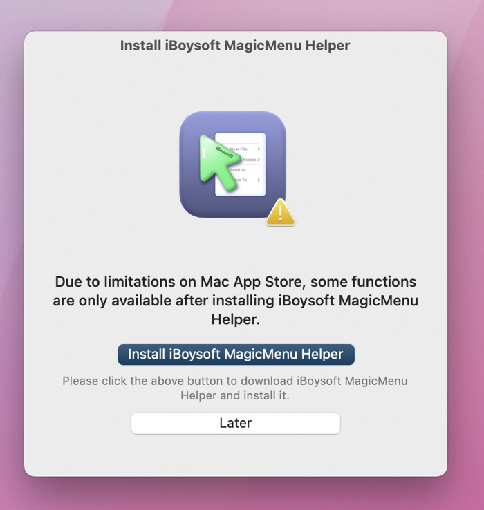Install iBoysoft MagicMenu Helper