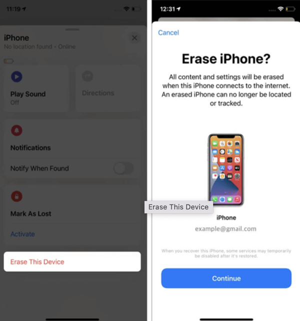 Desbloquear iPhone desativado com o aplicativo Buscar