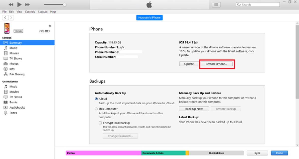 Desbloquear iPhone con iTunes