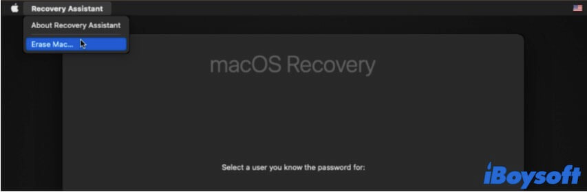 erase Mac in Recovery Assistant