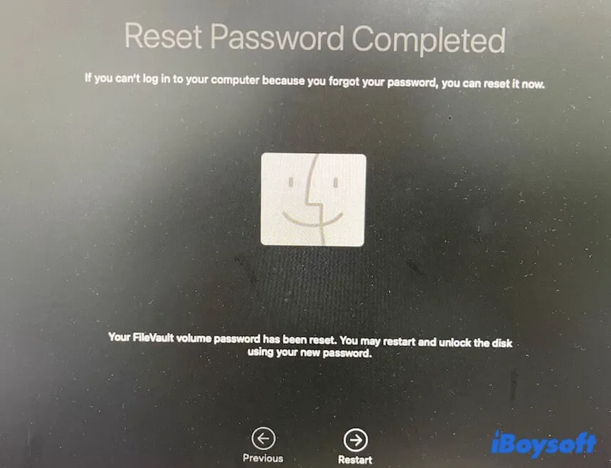 Passwort zurücksetzen abgeschlossen